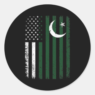 Pakistan Flag 4. Juli USA pakistanische Flagge Runder Aufkleber
