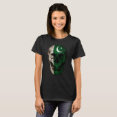 Pakistan Flag Skull Pakistani Roots Proud Patrioti T-Shirt (Vorne ganz)