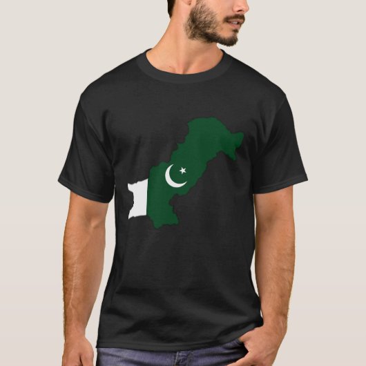 Pakistan-Flagge auf der Karte T-Shirt (Vorderseite)