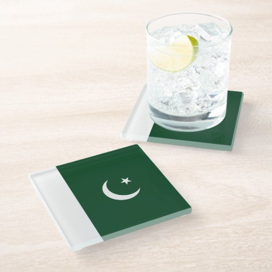 Pakistan-Flagge Glasuntersetzer (Schrägansicht)