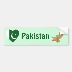 Pakistan-Flagge Herz + Karte Autoaufkleber