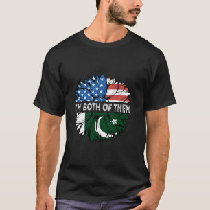 Pakistan Flagge Ich bin beide USA Sunflower Pakis T-Shirt