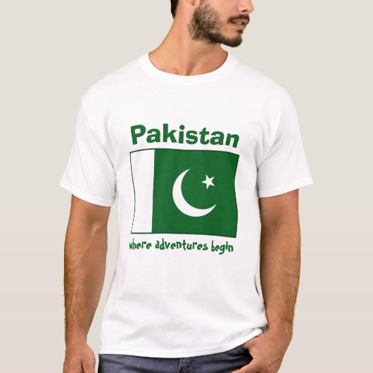 Pakistan-Flagge + Karte + Text-T - Shirt (Vorderseite)