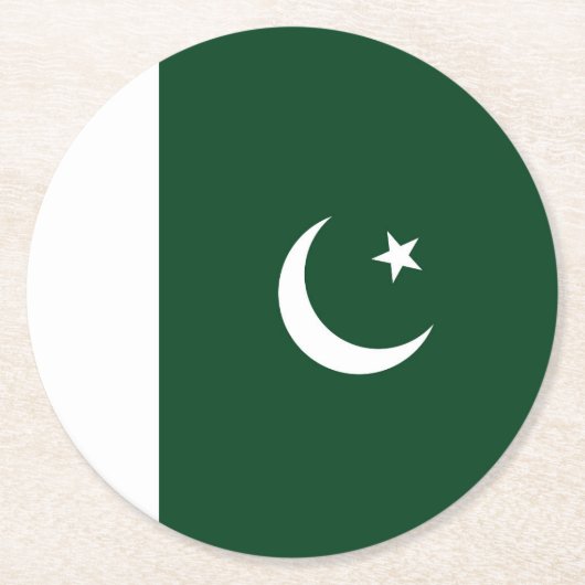 Pakistan-Flagge Runder Pappuntersetzer (Vorderseite)