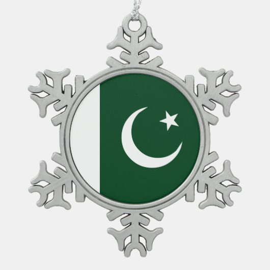 Pakistan-Flagge Schneeflocken Zinn-Ornament (Vorderseite)