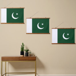 Pakistan-Flagge Wandteppich Mit Holzrahmen