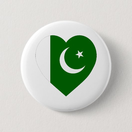 Pakistan-Flaggen-Herz Button (Vorderseite)