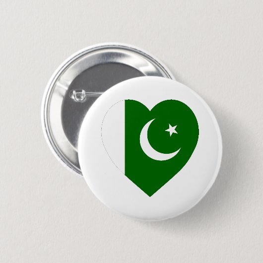 Pakistan-Flaggen-Herz Button (Vorne & Hinten)