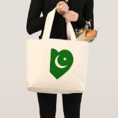 Pakistan-Flaggen-Herz Jumbo Stoffbeutel (Vorderseite (Produkt))