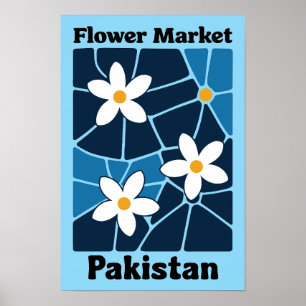 Pakistan Flower Market Jasmin & Blaue Wandkunst Poster