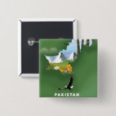 Pakistan illustrierte Reisekarte. Button (Vorne & Hinten)