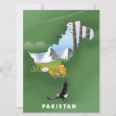 Pakistan illustrierte Reisekarte. Einladung (Vorderseite)