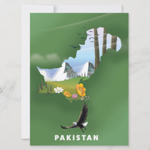 Pakistan illustrierte Reisekarte. Einladung