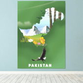 Pakistan illustrierte Reisekarte. Leinwanddruck (Insitu (Holzboden))