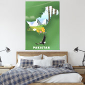 Pakistan illustrierte Reisekarte. Leinwanddruck (Insitu (Schlafzimmer))