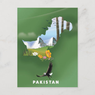 Pakistan illustrierte Reisekarte. Postkarte