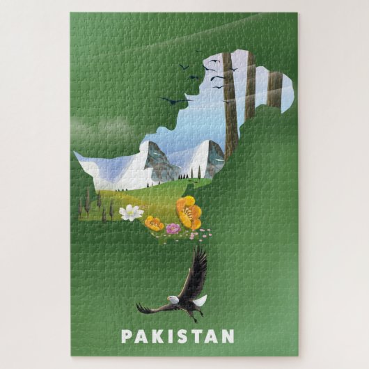 Pakistan illustrierte Reisekarte. Puzzle (Vertikal)