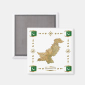 Pakistan Karte + Flaggen Magnet (Vorderseite/Rückseite)