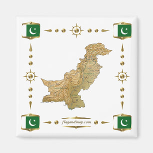 Pakistan Karte + Flaggen Magnet