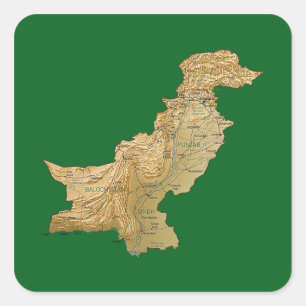 Pakistan-Kartenaufkleber Quadratischer Aufkleber