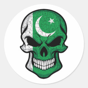 Pakistan lächelt Schädelflagge Runder Aufkleber