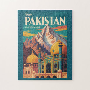 Pakistan Landschaft Illustration Reise Kunst Vinta Puzzle