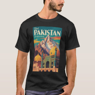 Pakistan Landschaft Illustration Reise Kunst Vinta T-Shirt