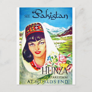 Pakistan, Mädchen aus dem Hunza-Tal, Vintage-Reise Postkarte