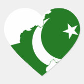 Pakistan Map Flag Herz-Aufkleber (Vorderseite)