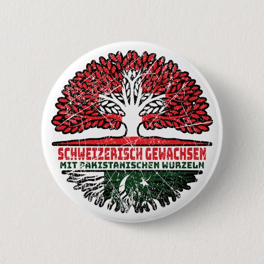 Pakistan Pakistanisch Schweizer Schweiz Baum Button (Vorderseite)