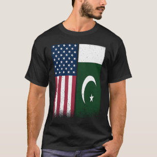 Pakistan Pakistanische amerikanische Flaggen Proud T-Shirt