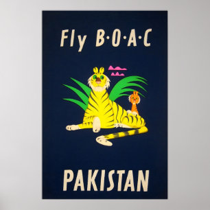 Pakistan Reiseplakat BOAC Airline Kunst Druck Poster