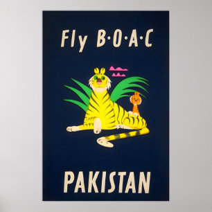 Pakistan Reiseplakat BOAC Fluglinie Kunstprint Poster