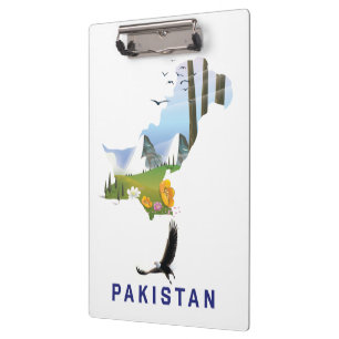 Pakistan Reiseplakat Karte Klemmbrett