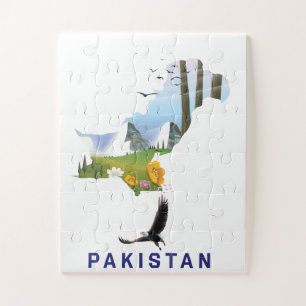 Pakistan Reiseplakat Karte Puzzle