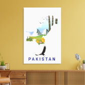 Pakistan Reiseplakatkarte Leinwanddruck (Insitu (Wohnzimmer))