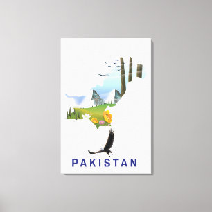 Pakistan Reiseplakatkarte Leinwanddruck