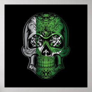 Pakistan Totenkopf- und Rosenflagge Poster
