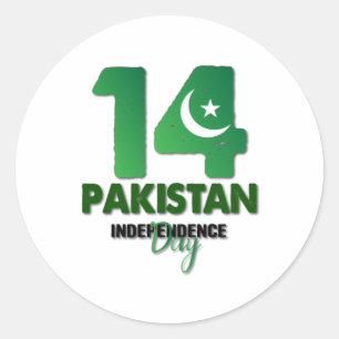 Pakistan Unabhängigkeitstag 14 August Runder Aufkleber