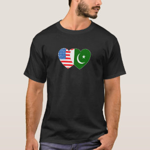 Pakistan & USA Flag Twin Heart für Pakistan Amerik T-Shirt