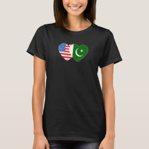 Pakistan & USA Flag Twin Heart für Pakistan Amerik T-Shirt