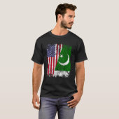 PAKISTANI ROOTS Die halbe amerikanische Flagge PAK T-Shirt (Vorne ganz)