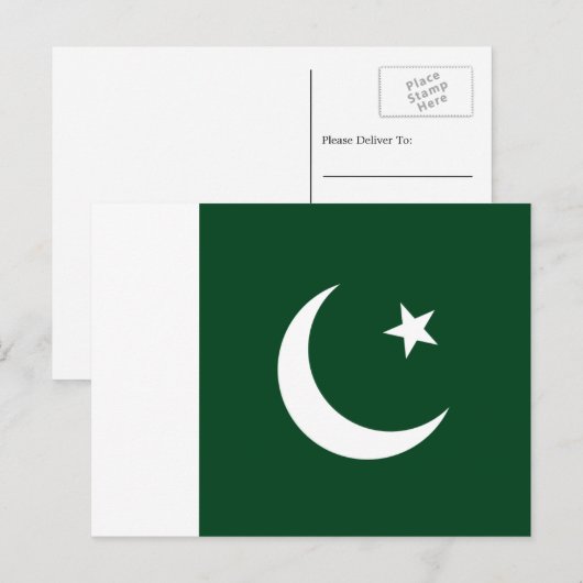 Pakistanische Flagge, Flagge Pakistans Postkarte (Vorne/Hinten)