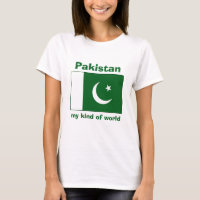 pakistanische Flagge + Karte + Text-T - Shirt