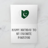 Pakistanische Flagge Patriotic Geburtstag Karte (Innenseite)