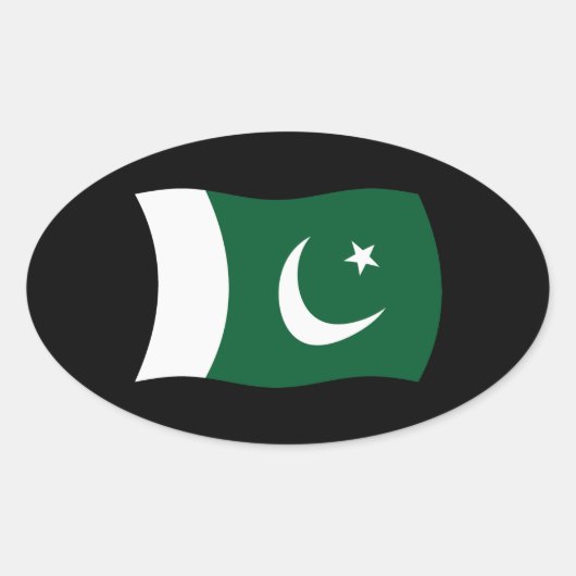 Pakistanische Flaggenkennzeichnung Ovaler Aufkleber (Vorderseite)