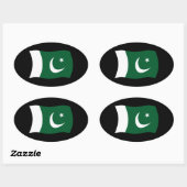 Pakistanische Flaggenkennzeichnung Ovaler Aufkleber (Blatt)