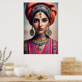 Pakistanisches Mädchen in traditionellem Kleid Poster (Küche)