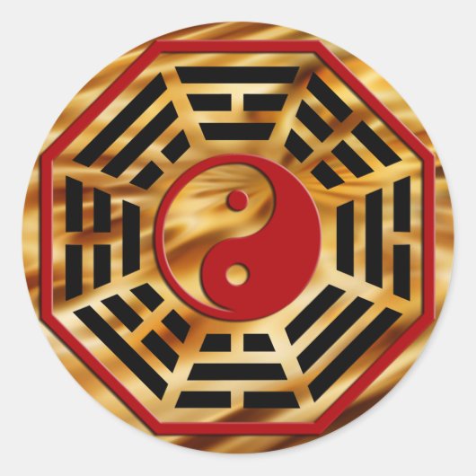 PaKua | dunkelorange Wellen Runder Aufkleber (Vorderseite)