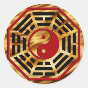 PaKua   dunkelorangefarbige Wellen Runder Aufkleber